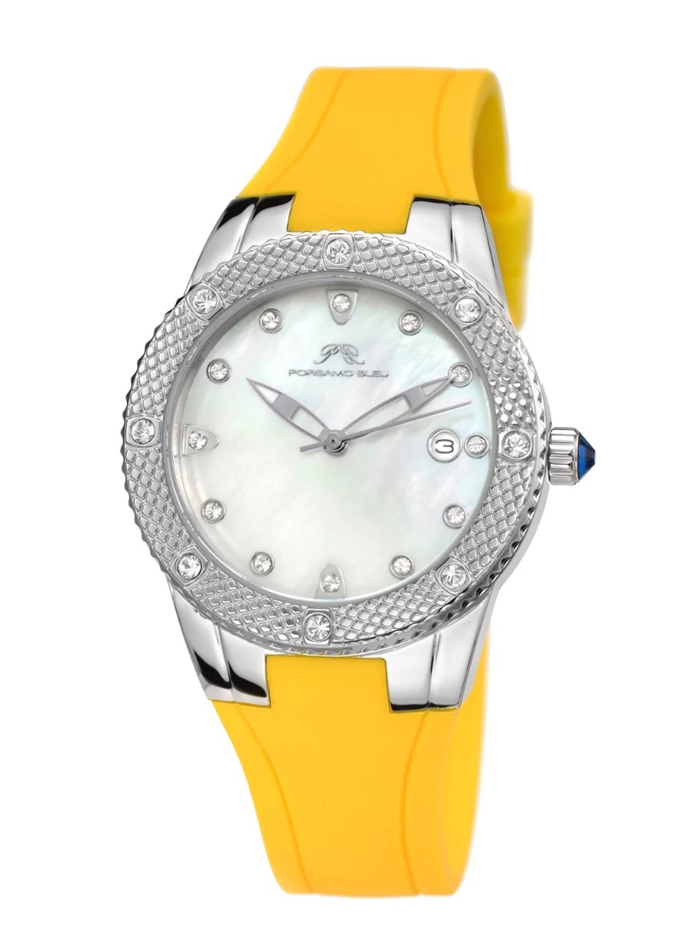 Porsamo Bleu Women's Linda Luxury Watch with Yellow Silicone Strap